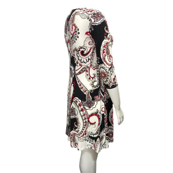 Chicos Womens Size 1 US 8 Shift Dress Stretch Paisley Knit Swing 3/4 Sleeves - Picture 8 of 15